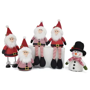 Direct Manufacturer LED Noel Xmas Ornament Battery Operated Winter Handmade Plush Small Lighted Father Christmas Dolls