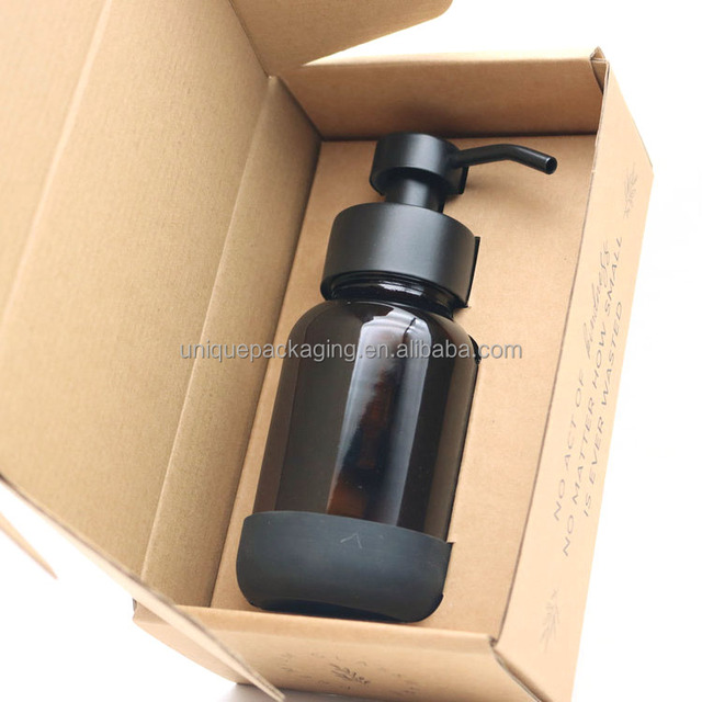 Eco Friendly Cosmetic Containers 250ml Empty Glass Shampoo Bottle Body Care Recycled Glass Soap Foam Pump Lotion Boxed Bottle