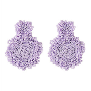 La nueva gran tejido con cuentas pendientes Bohemia estilo resort perlas de color pendientes de la flor estrella accesorios de - Product Image 6