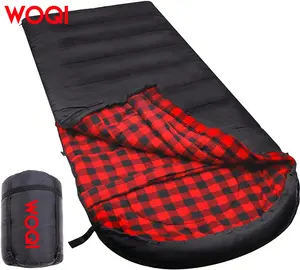WOQI寝袋100% コットンフランネルXXL大人用大きくて背の高い寒い天候冬のゼロ度キャンプ、無料の圧縮袋