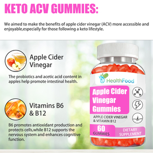 Premium Custom Keto ACV Supplement Candy with <b>Vitamin</b> B6 Non GMO Apple Cider Vinegar <b>Gummies</b> Improve Exercise Performance - Product Image 4