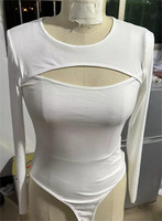 Body sculptant amincissant à manches longues avec col montant évidé, contrôle du ventre, confortable, pour femme
