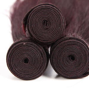 Extensions de Cheveux Naturels Bruts en Gros, 100% Alignés dans le Sens de la Cuticule, Couleur Rouge Bourgogne 99J, Lots avec Closure pour Tissage de Cheveux - Product Image 3