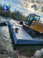 Plateforme flottante modulaire en acier Eterne de 120 tonnes pour travaux d'excavation et construction de ponts fluviaux