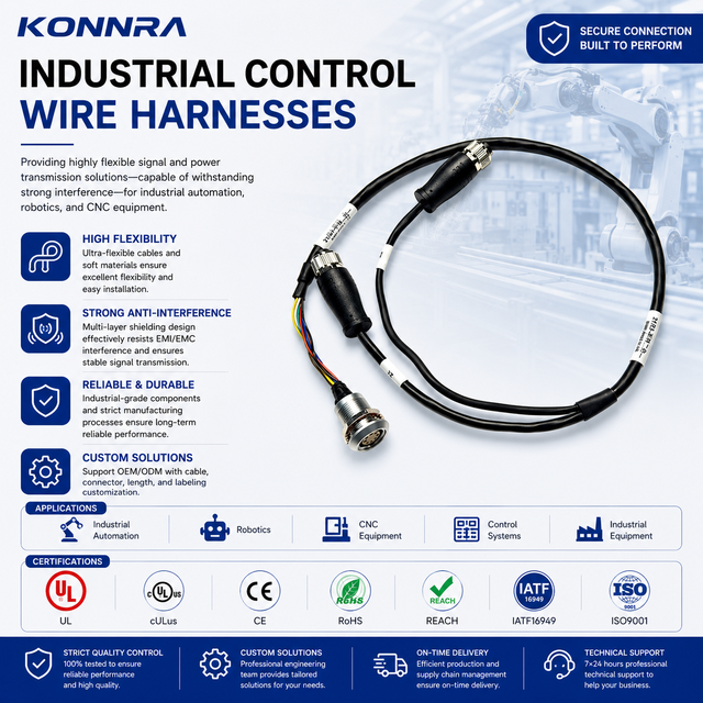 Industrial Automation Wiring Harness Copper Core Adapter Connector Shielded Wire IP68 Rating for Home Appliances Control