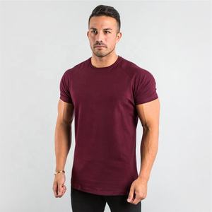 Logo personnalisé coupe ajustée en coton tissé de couleur unie antibactérienne T-shirt à manches courtes pour hommes, sports de fitness d'été - Product Image 5