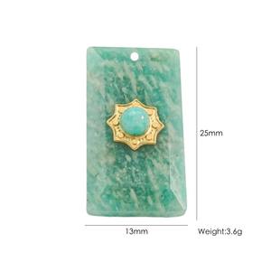 قلادة مستطيلة الشكل من الأحجار الكريمة الملونة المصقولة، قلادة شمس مستطيلة من الفولاذ المقاوم للصدأ مع أحجار كريمة لصناعة المجوهرات - Product Image 5