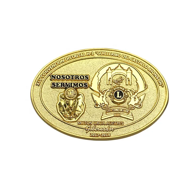 Holesale-PIN de seguridad de un solo esmalte, insignia con emblema, etiqueta ovalada 3D retro de metal dorado