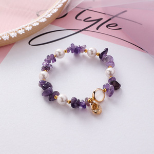 Venta al por mayor 7 Chakra curación Natural amatista cuarzo Natural agua dulce perla piedra semipreciosa abalorios <span class=keywords><strong>pulsera</strong></span> joyería - Product Image 2