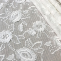 Offre Spéciale Fleur Motif Coton Broderie Dentelle Tissu Ivoire Doux Dentelle Textiles