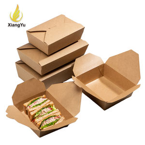 Lot de plateaux alimentaires en papier kraft de qualité supérieure, pliables et durables, avec design personnalisé pour sandwichs et salades - Product Image 1