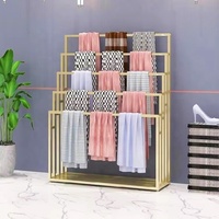 Châle suspendu personnalisé pour magasin, foulard en soie, foulard, tapis, rideau en tissu textile, présentoir en métal sur pied