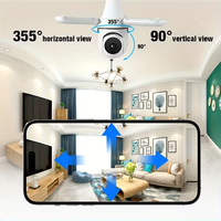 Caméra de sécurité intelligente PIX-LINK CAM RW118P-L90 pour la maison intelligente, éclairage intégré à trois pales, style ventilateur, caméra d'ampoule réseau intérieure