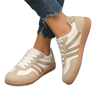 Nuevas Zapatillas Planas Retro Europeas Americanas de Color para Mujer, Tallas Grandes, con Cordones, Parte Superior de PU, Entresuela de EVA, Forro de Malla, Suela de Goma - Product Image 1