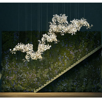 Grande lampe de Restaurant, lustre à feuille, lampe suspendue en céramique blanche, Ginkgo féerique, envoi de fleur