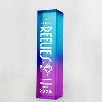 Trophées en cristal personnalisés avec impression, cube et rectangle, dégradé bleu-violet, pour souvenirs d'employés