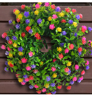 Vente en gros de couronnes de portes artificielles Fleurs décoratives Couronnes de Noël Pâques Printemps pour porte d'entrée Décorations pour la maison