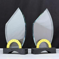 Trophée en cristal personnalisé avec plaque, impression 3D, trophée en cristal en forme d'arche dorée avec base en marbre noir en forme d'arche