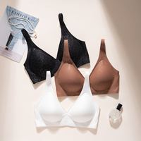 Soutien-gorge sans couture sans armatures, bralette confortable à couvrance totale et effet push-up, motifs colorés pour femmes (XS-3XL)