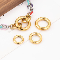 Anneaux à ressort en acier inoxydable plaqué or 18 carats pour la fabrication de bijoux DIY, connecteurs, anneaux toriques, fermoirs 12/15/18 mm – Vente en gros