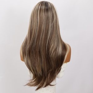Perruque en dentelle de soie japonaise, mèches brunes dorées, <span class=keywords><strong>cheveux</strong></span> <span class=keywords><strong>longs</strong></span> bouclés, perruque naturelle à dentelle frontale 13*4 - Product Image 3
