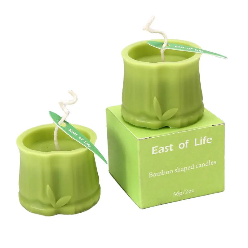 Barattolo verde regalo personalizzato per azienda con candela profumata fatta a mano paraffina 2 once tempo di combustione 10 ore di candele Creative di profumo di bambù