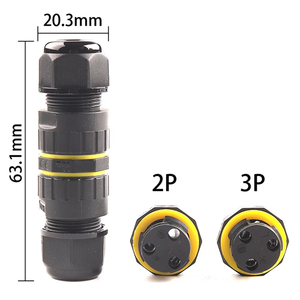 Connecteur de câble électrique M20 IP68 étanche, raccord de câblage en ligne sans vis, à enfiler, pour éclairage LED extérieur - Product Image 3