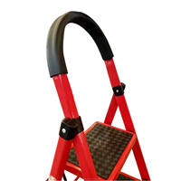 Échelle télescopique pliante en acier moderne rouge à 2-6 marches, échelle d'escalade domestique multi-usages
