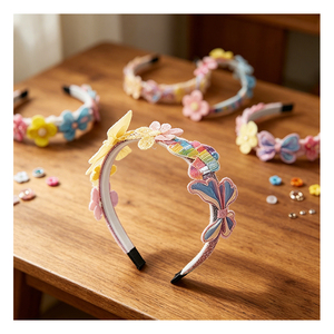 Custom Headband Art Set Kids Unicorn Butterfly Pom Flowers Stickers Handmade Beauty Birthday Gift Package Favor <b>Bundle</b> - Product Image 5