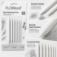 FLOWood 6 Estompes à papier, tailles assorties, à double pointe, pour croquis et ombrage, outils d'art