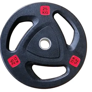 Gym equipment three-hole weight lifting custom logo bumper hand-grip weight plates with low price