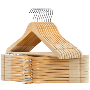 <span class=keywords><strong>SONGMICS</strong></span> Lot de 20 cintres avec rainures d'épaule et crochet pivotant à 360 ° Cintres antidérapants Cintres en bois revêtus de caoutchouc - Product Image 1