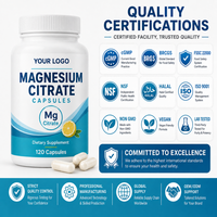 Kapsul Magnesium Sitrat OEM untuk Dewasa 300mg Per Sajian, Suplemen Diet Penyeimbang Elektrolit, Penambah Energi, 60 Kapsul