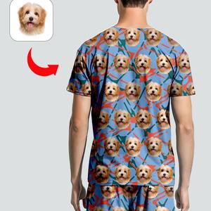 プリントオンデマンド夏ラウンドネック半袖2ピースパジャマセット7月4日カジュアル2XLラウンジウェアメンズパジャマ - Product Image 3