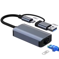 Hub USB-C 2-en-1 personnalisable, adaptateur réseau USB 3.0 Type-C vers RJ45 2.5G, transmission stable pour ordinateur portable et matériel informatique