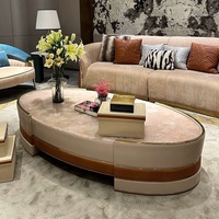 Table basse convertible moderne et traditionnelle avec plateau en marbre et structure en acier inoxydable pour le salon