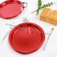 Assiettes de présentation jetables dorées élégantes et légères de 9 pouces – Assiettes de dîner en plastique économiques pour mariages, fêtes et événements