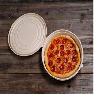 Caja de <span class=keywords><strong>Pizza</strong></span> desechable para llevar caña de azúcar, redonda, con tapa, 12 pulgadas, 100% - Product Image 6