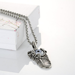 Collier avec pendentif en forme de plume, argent tibétain, bijoux unisexes, cadeau, style rétro à la mode - Product Image 4