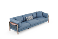 Canapé modulaire en cuir véritable de style classique original, design moderne minimaliste haut de gamme, en noyer d'Amérique du Nord, pour salon