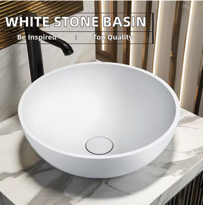 Lavabo de Baño Tradicional de Resina Sintética Colgante de Pared, Acabado Brillante, Capacidad de 9L, con Desagüe, Sin Orificio para Grifo, para Villa - Product Image 4