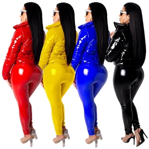 Manteau d'hiver pour <span class=keywords><strong>femme</strong></span> en PU brillant, taille plus, veste matelassée courte imperméable en <span class=keywords><strong>latex</strong></span>, parka pour <span class=keywords><strong>femme</strong></span> - Product Image 2