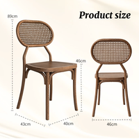 Chaise en résine plastique PP à prix abordable, dossier en rotin, couleur bois, pour événements de mariage et banquets