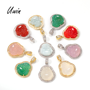 Hip Hop Ha Ghiacciato Fuori Rosa Rosso Verde Agata Buddha di Giada <span class=keywords><strong>Pendente</strong></span> Della Collana BaguetteCZ Rapper Dei Monili <span class=keywords><strong>per</strong></span> le Donne Degli Uomini - Product Image 1