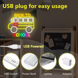 Letreros de regreso a clases, luces LED de neón regulables, alimentadas por USB, luz ambiental para escaparates, luz decorativa para escaparates, luz indicadora de calle, personalizadas - Product Image 2
