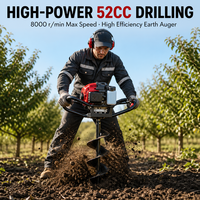 Tarière thermique COOFIX 52cc, 2 temps, 8000 tr/min, réservoir 1250ml, 30-200mm, pour la plantation d'arbres et de poteaux de clôture