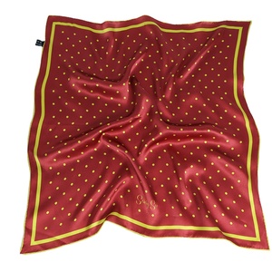 Sciarpa di <span class=keywords><strong>seta</strong></span> 100% di lusso da 14 mm quadrata 60x60cm marrone <span class=keywords><strong>rosso</strong></span> con pois gialli accessori moda da donna in raso morbido regalo - Product Image 1