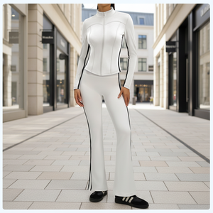 Chaqueta Cárdigan Holgada, Estilo Informal, para Primavera y Otoño, con Contraste de Color, Alta Elasticidad, Transpirable, Ecológica, Deportiva, para Mujer - Product Image 2