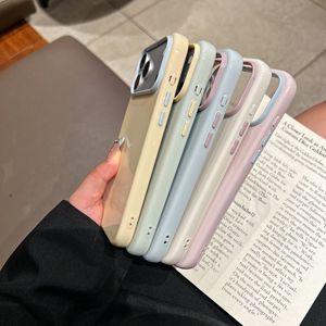 เคสโทรศัพท์สีหวานครีมมาการองแบบตัดสี สำหรับ iPhone 18 17 16 15 14 13 12 11 Pro Max ป้องกันแรงกระแทก ผลิตจาก TPU นิ่ม - Product Image 1