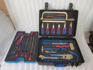 Ensemble d'outils anti-explosion et anti-étincelles en chêne, aluminium et bronze, 36 pièces, clé, pince, marteau, qualité industrielle, coffret rigide, CE - Product Image 2